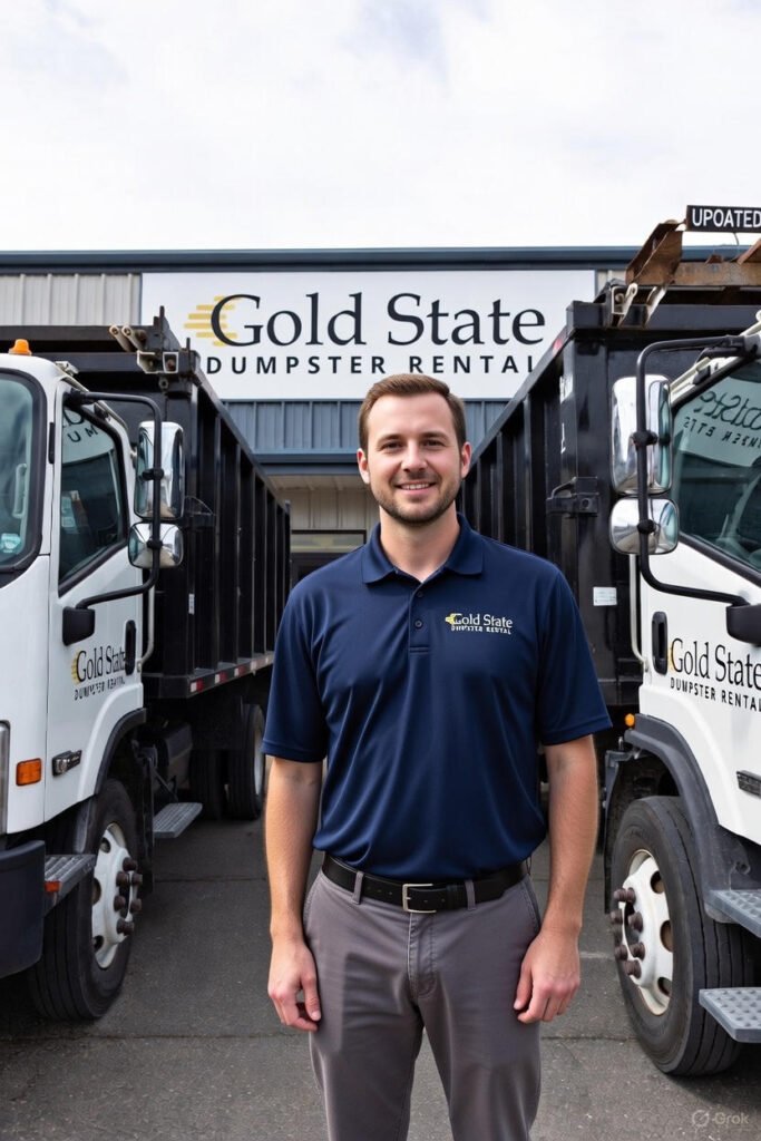 Gold state dumpster rental professional team uniform logo